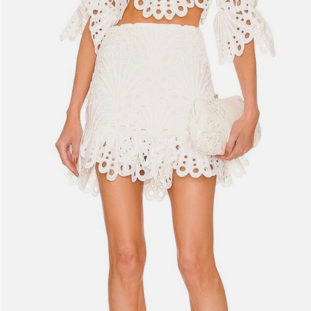 Michael Costello Revolve Eyelet White Skirt - Picture 5 of 5